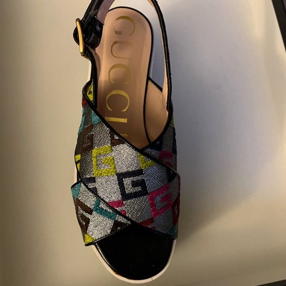 Gucci T. Velvet GG LUREX CUBE SKIPPER MULTICOLOR SANDALS 36.5 - Picture 14 of 15